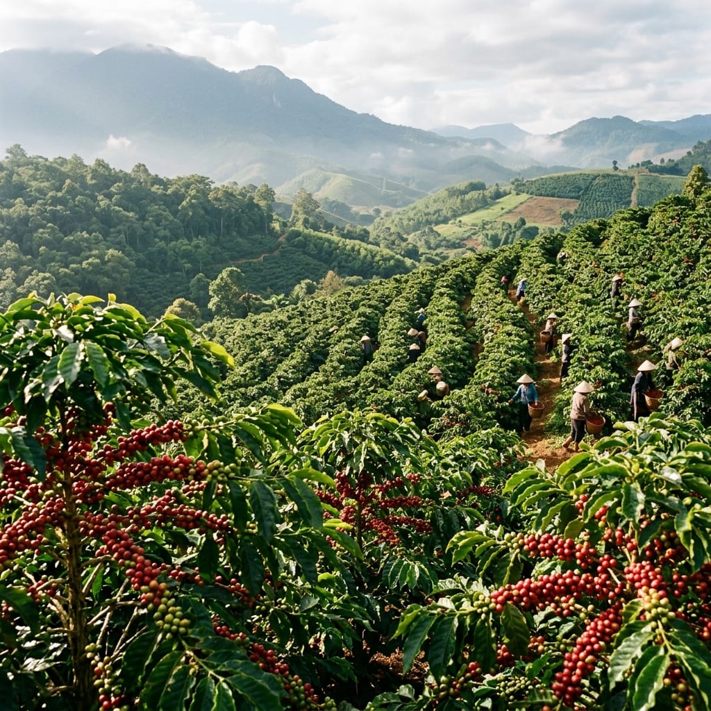 Vườn cà phê trĩu quả