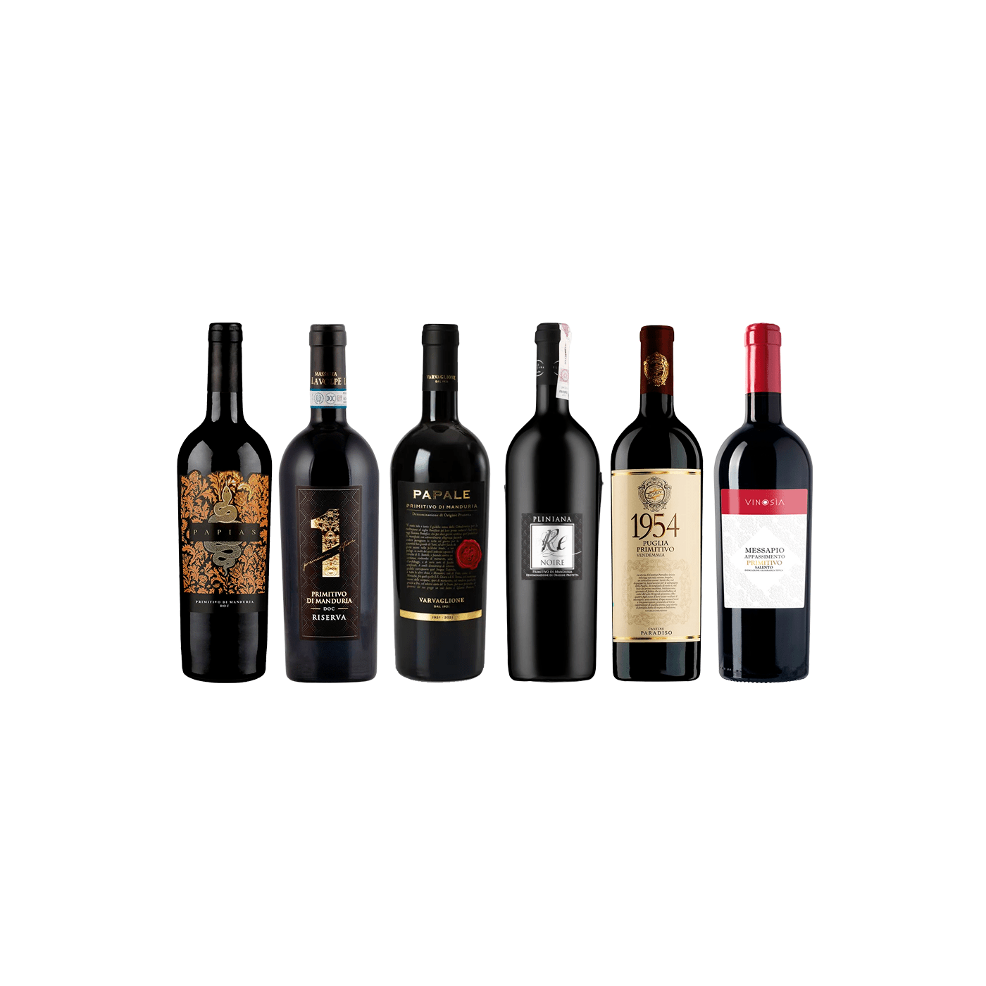 Verdensklasse Primitivo Eksklusiv smagekasse med 6 Primitivo rødvine - AndrupVin