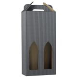 Gaveæske 2 fl. Sort bølgepap