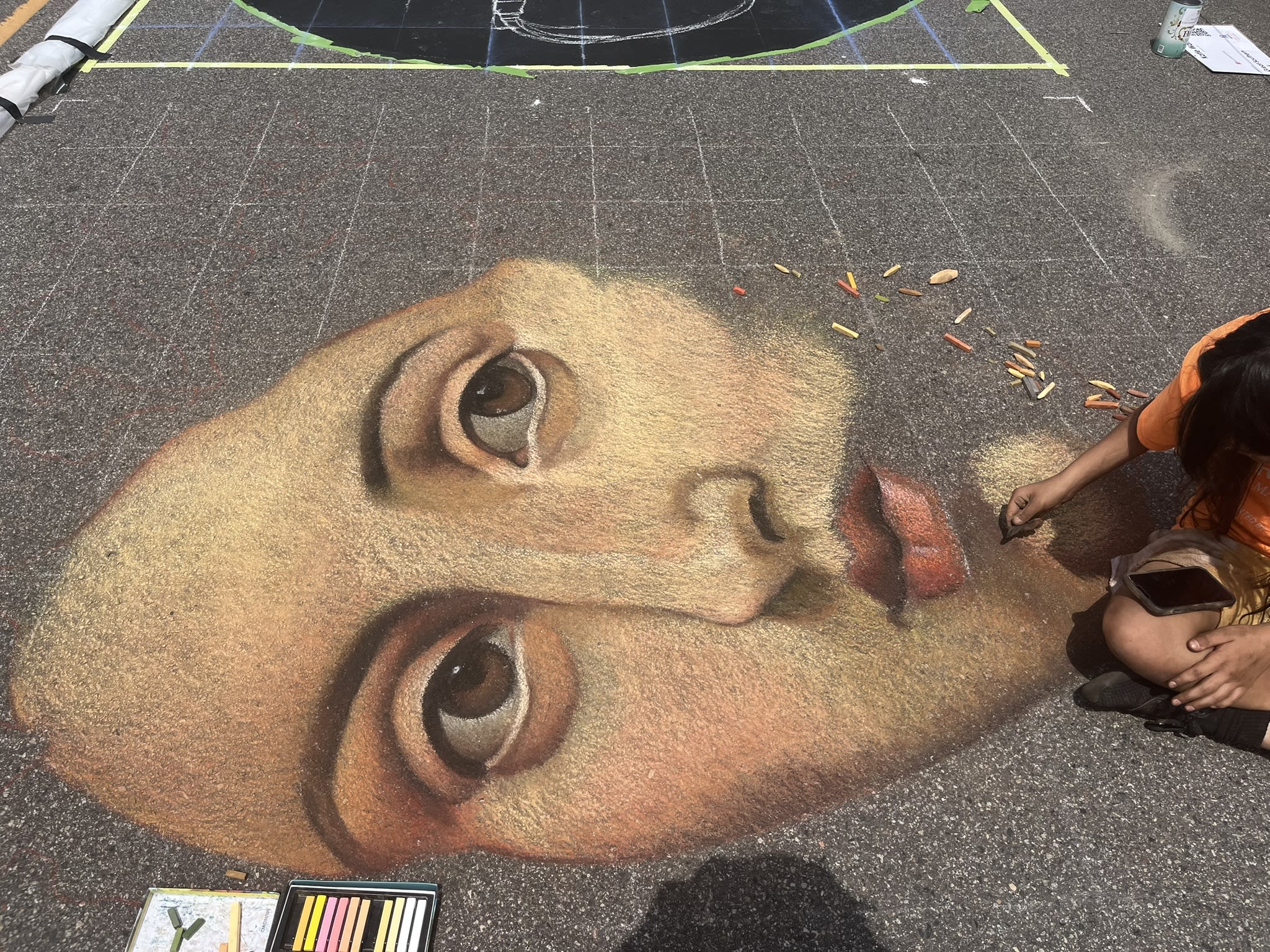 The piece partway done, before the rain came