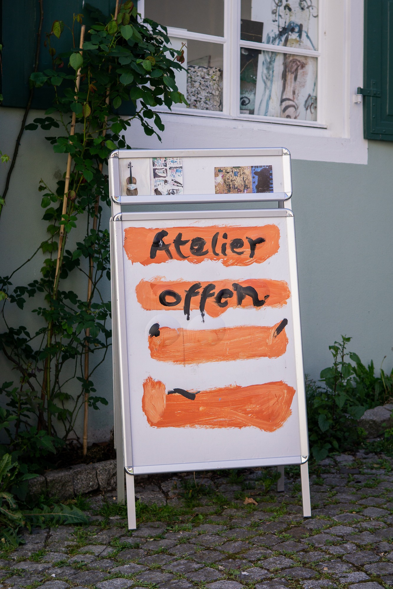 Schild Atelier offen
