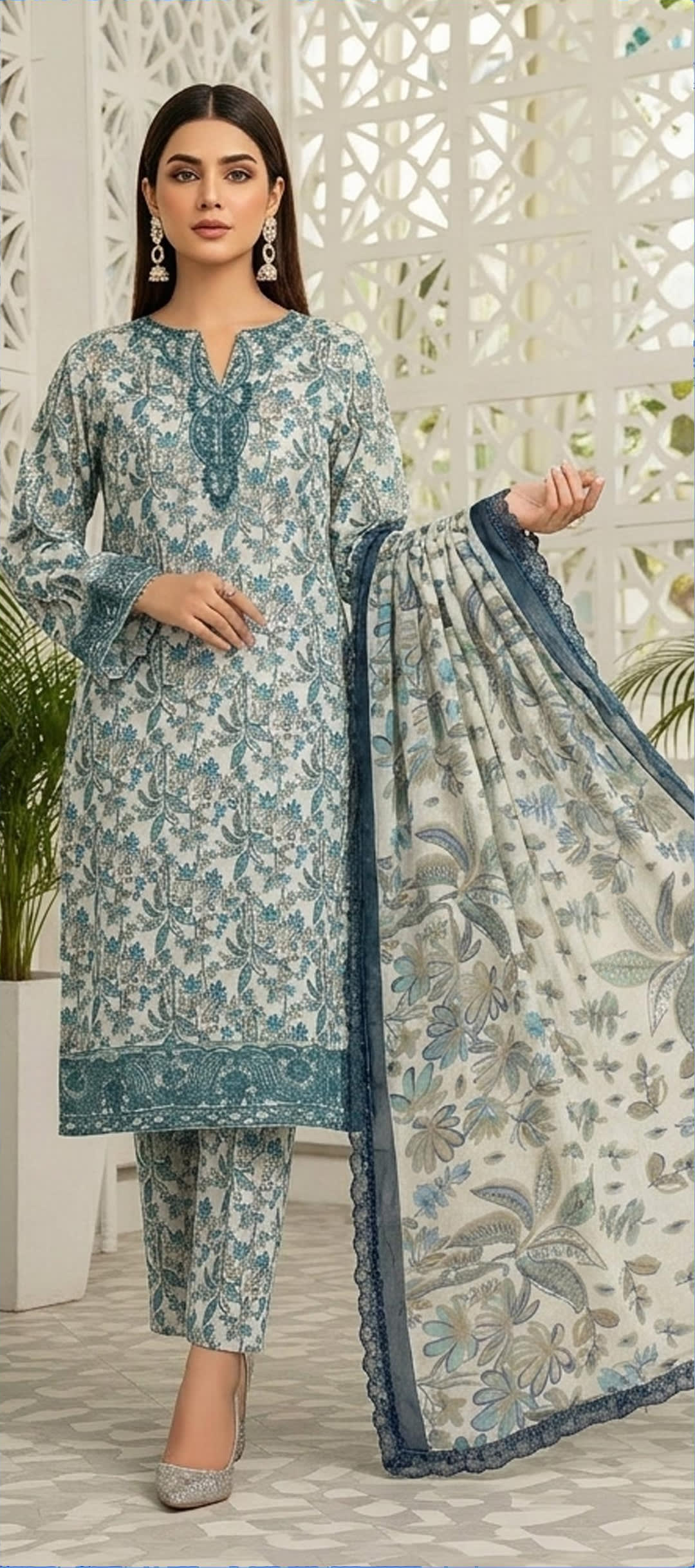 Digital Print Airjet Lawn 3PC - Aneela's