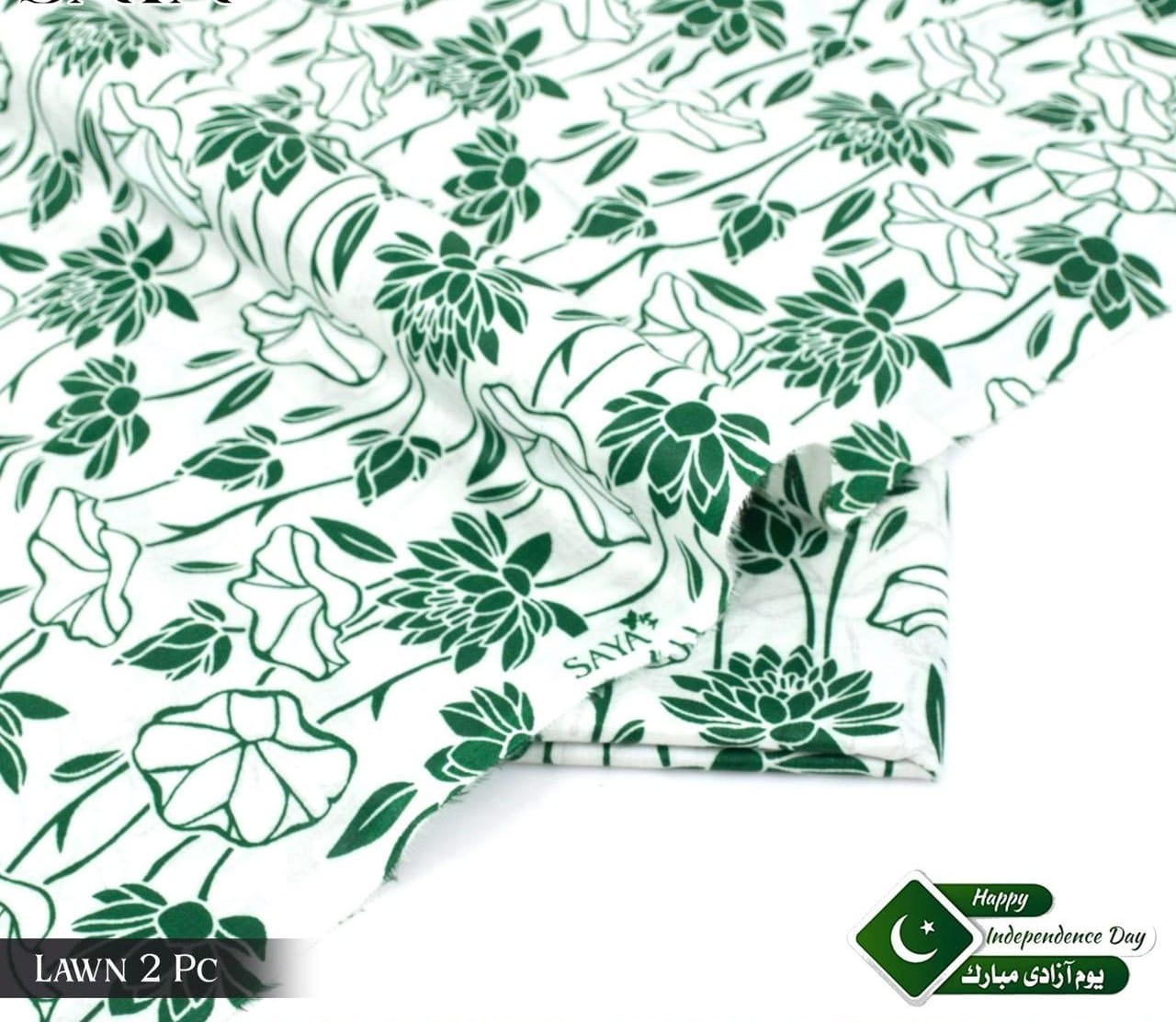 Saya Green Rose Floral Lawn 2Pc Unstitched