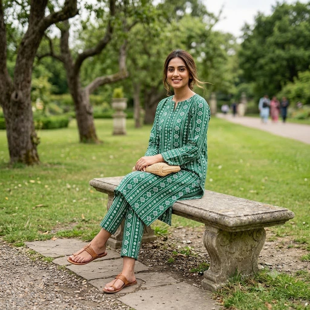 Ethnic Border Stripe 2-Piece Lawn - Nishat