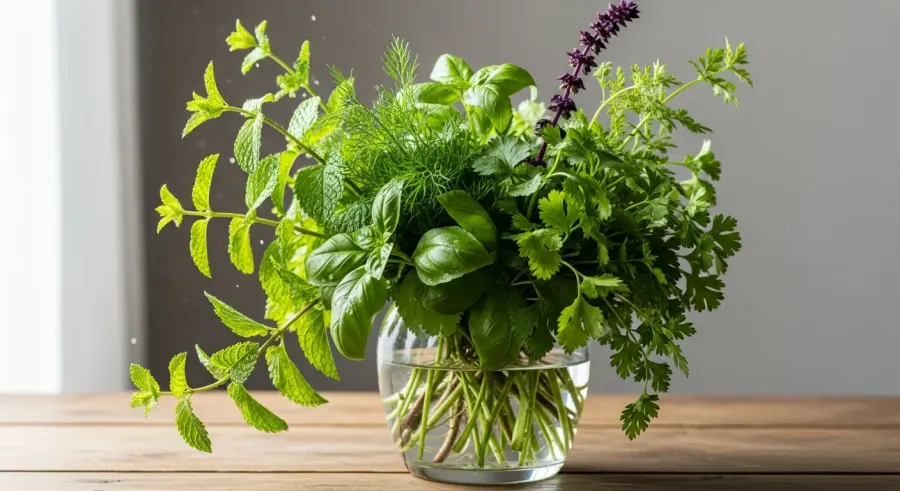 fresh herbs — Treating soft herbs like cut flowers