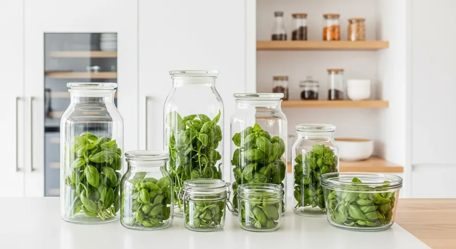 fresh basil properly stored