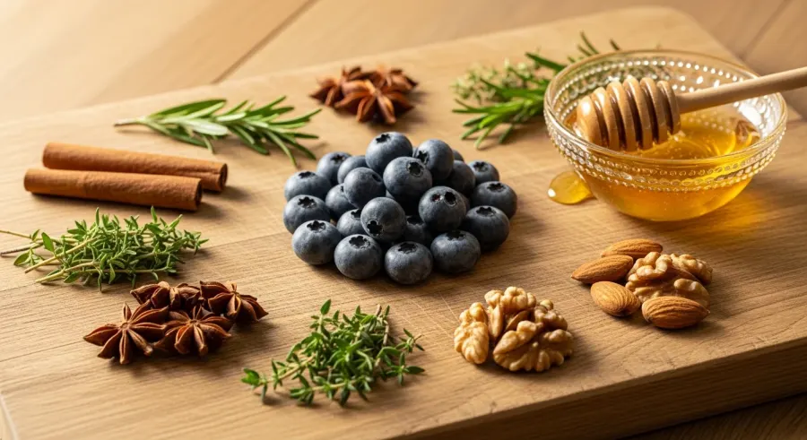 blueberries with complementary ingredients