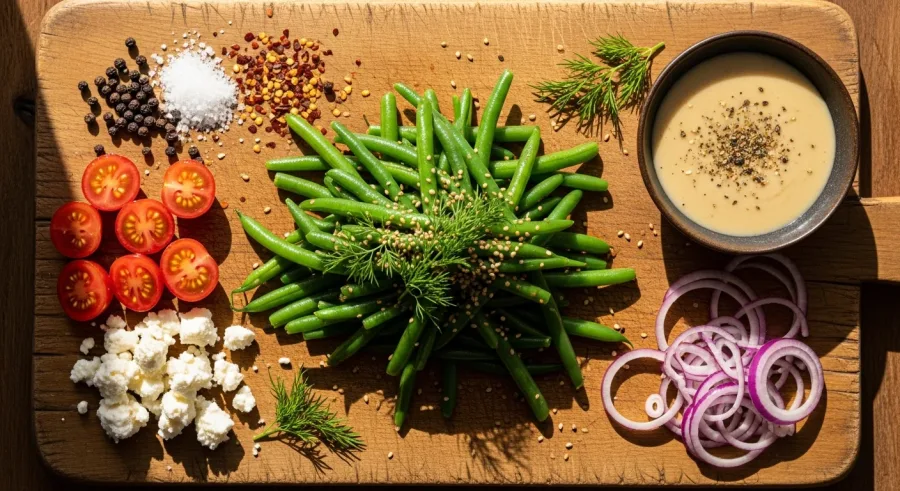 green beans with complementary ingredients