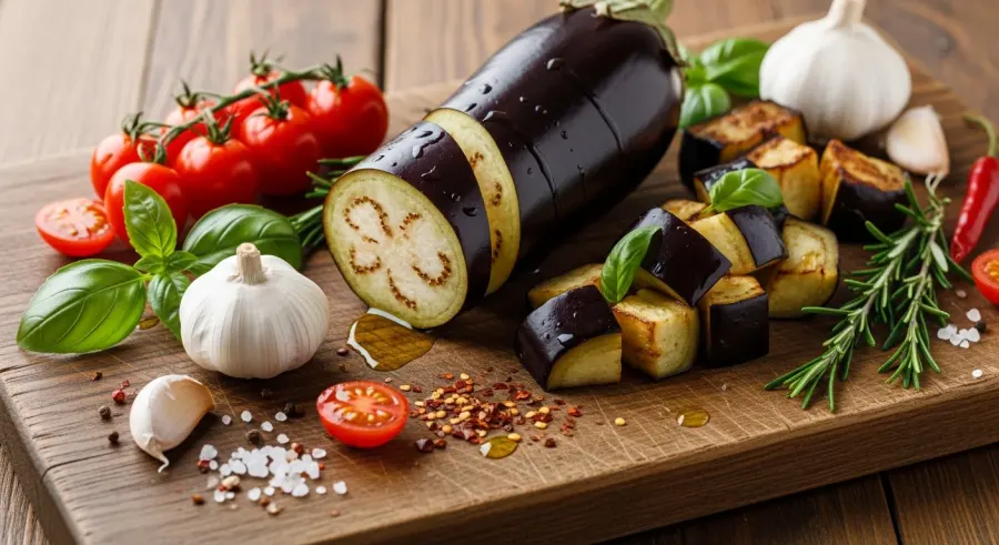 eggplant with complementary ingredients
