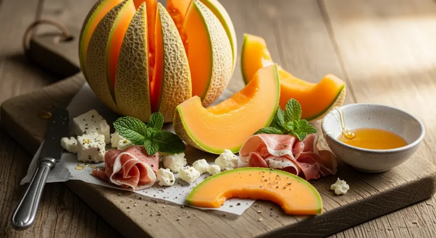 cantaloupe with complementary ingredients