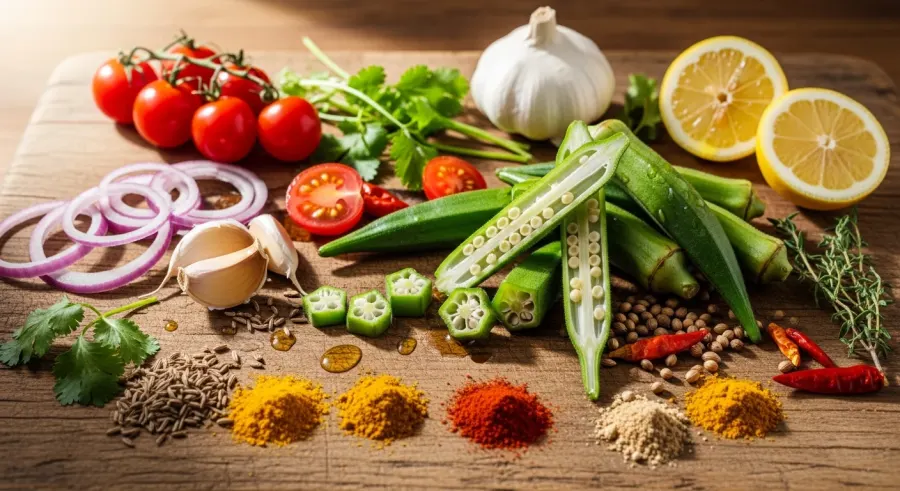 okra with complementary ingredients