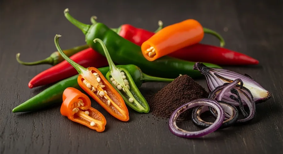 chili peppers — Coffee and Charred Onions