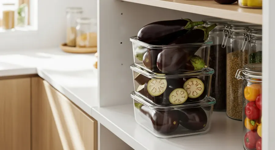 fresh eggplants properly stored