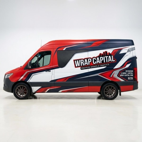 Брандиране на фирмен ван с лого на Wrap Capital Пловдив - мобилна реклама.