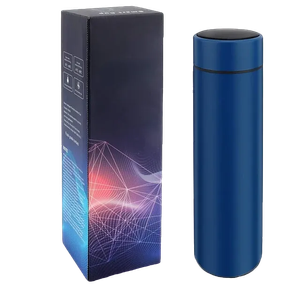 thermos bottle in blue color