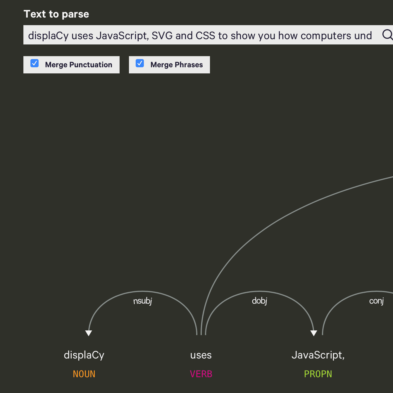 displaCy.js Screenshot