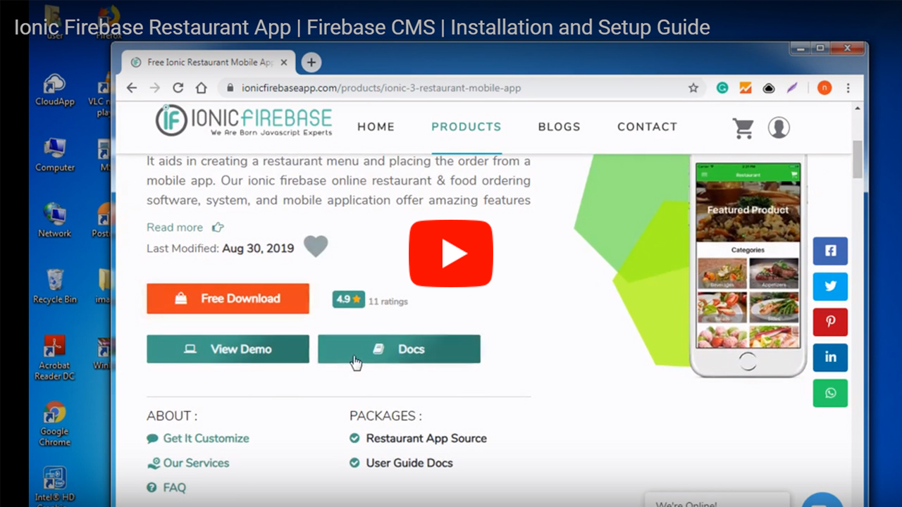 IONIC RESTAURANT APP INSTALLATION WITH FIREBASE