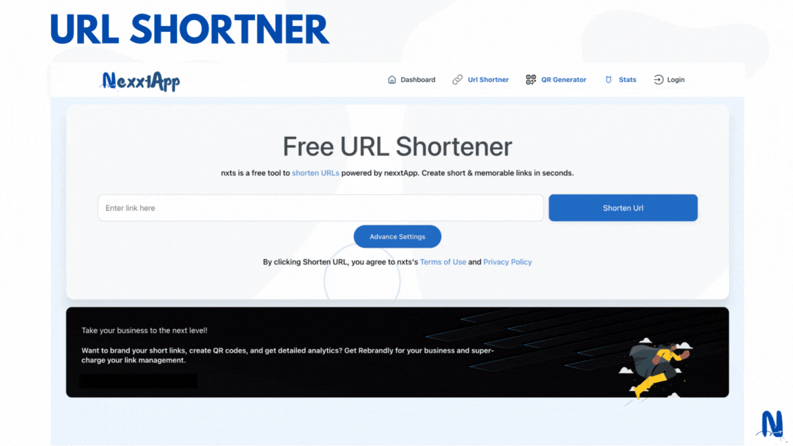 url shortner and qr code generate - NexxtApp
