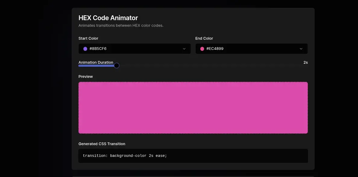 Free Hex Code Animator: Easy Color Transitions | ToolSura
