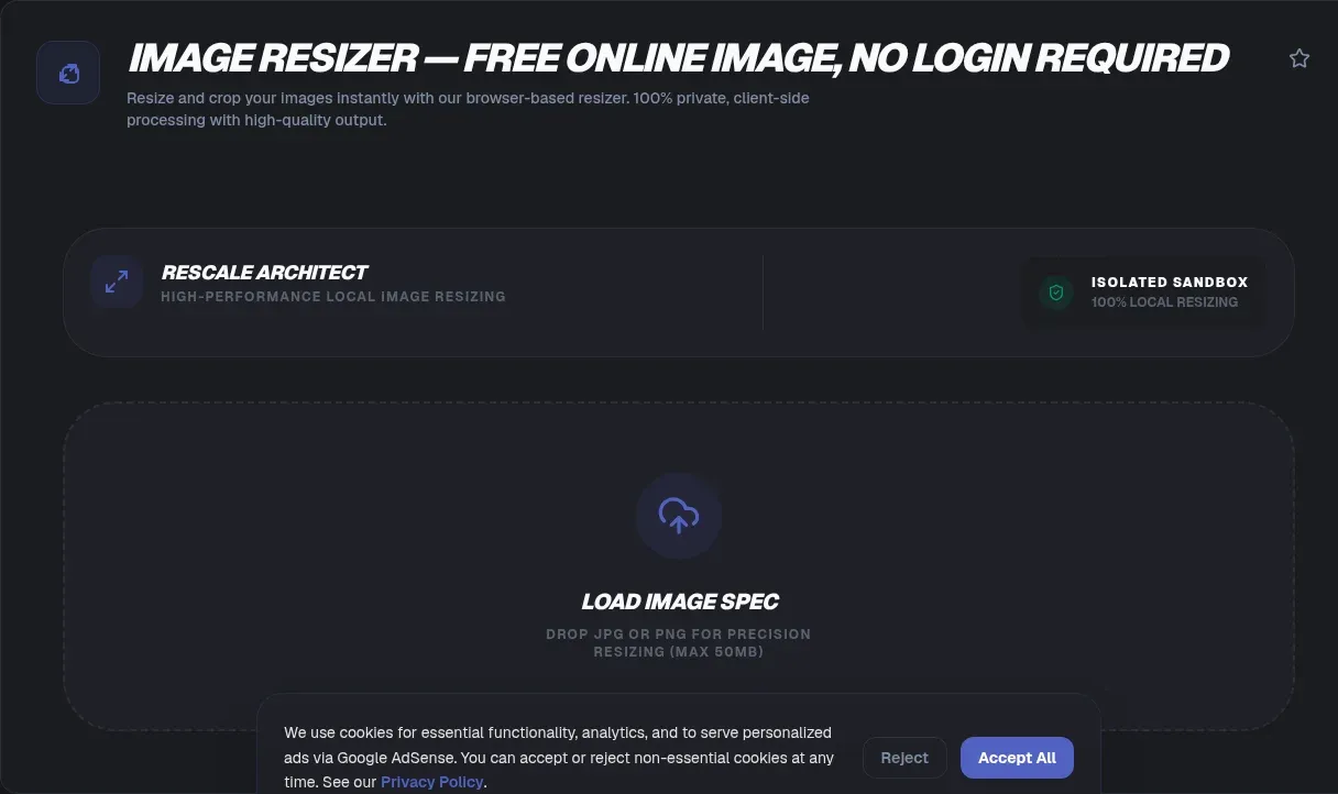 Screenshot of the Image Resizer tool