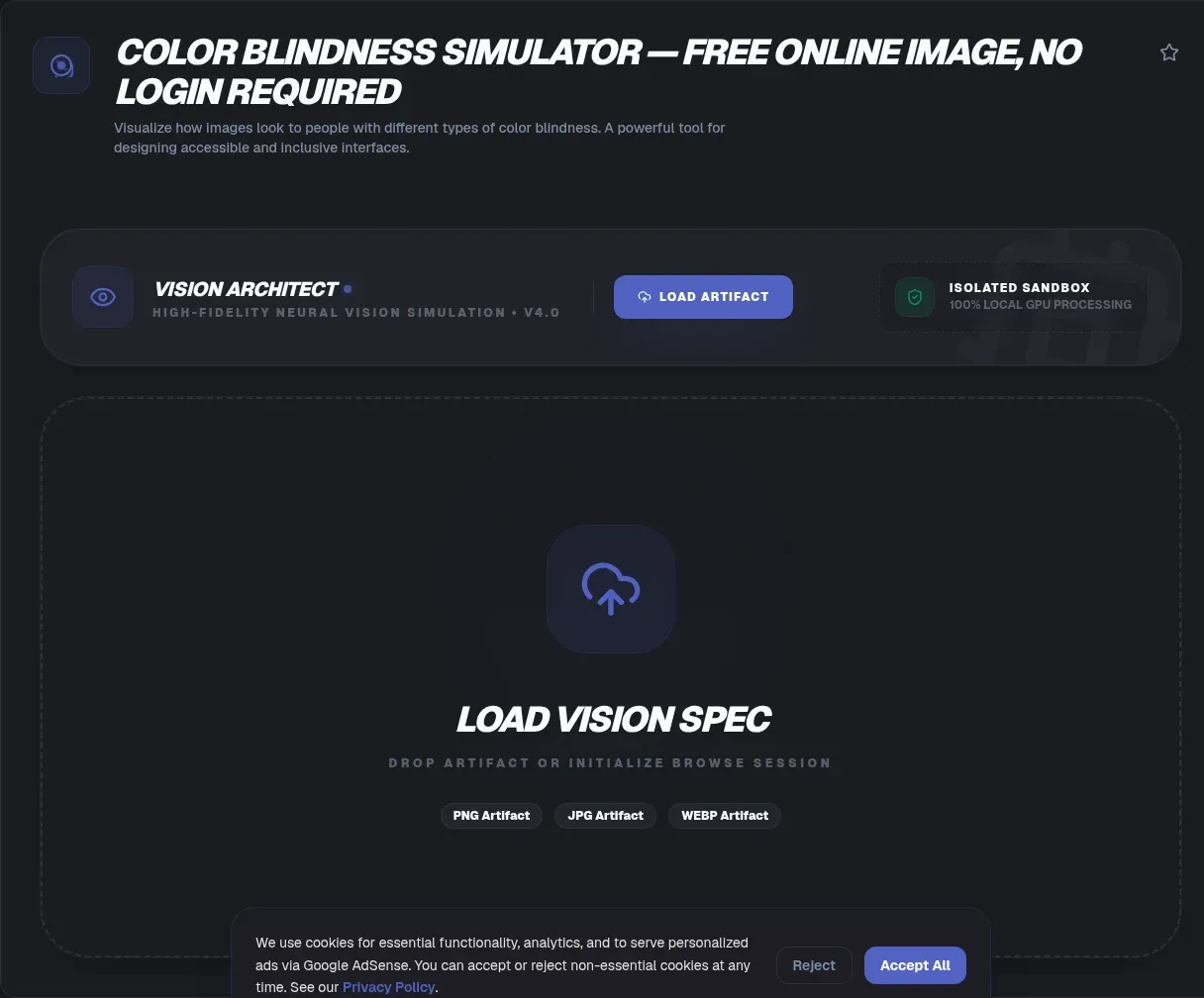 Screenshot of the Color Blindness Simulator tool