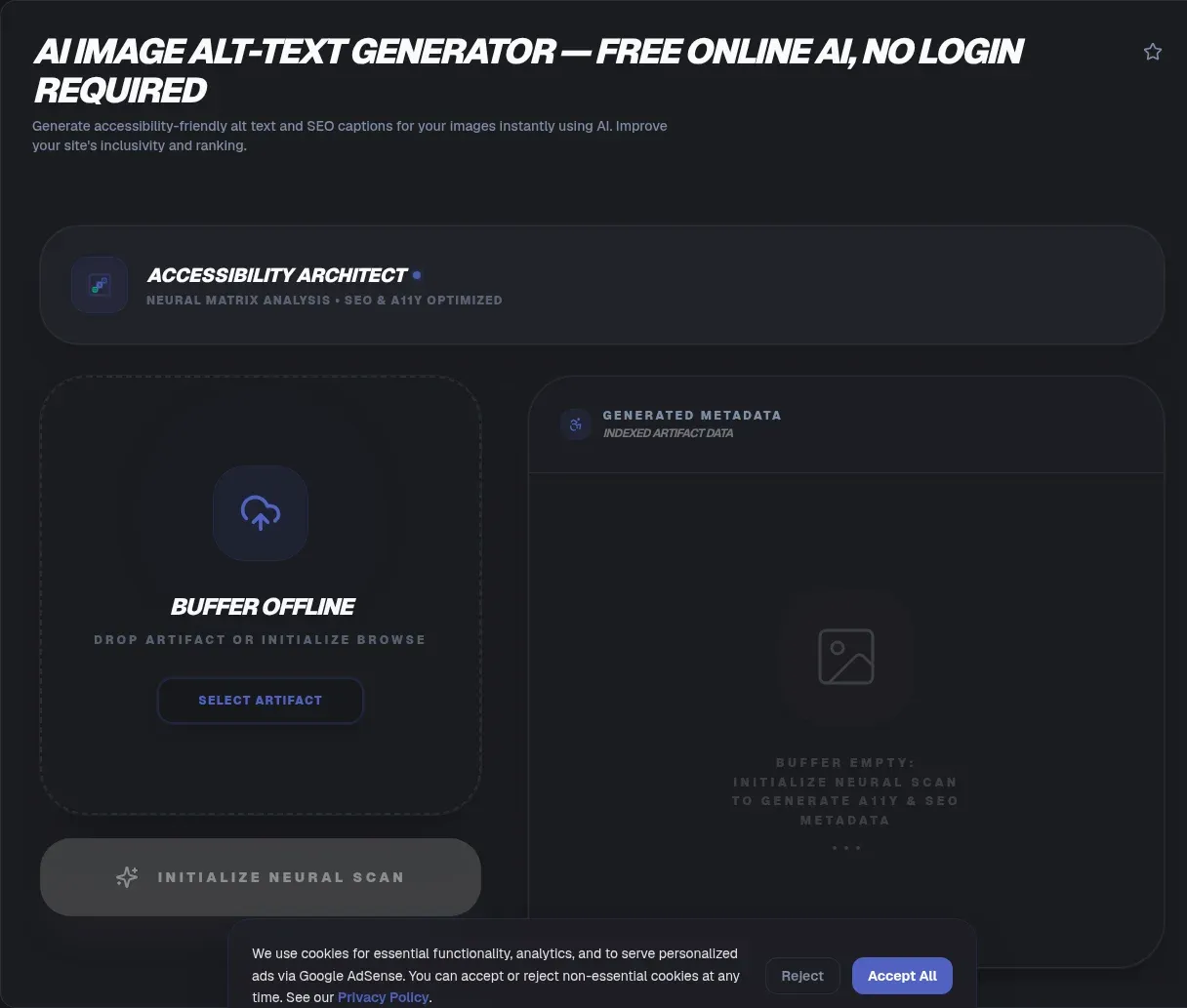 Screenshot of the AI Image Alt-Text Generator tool