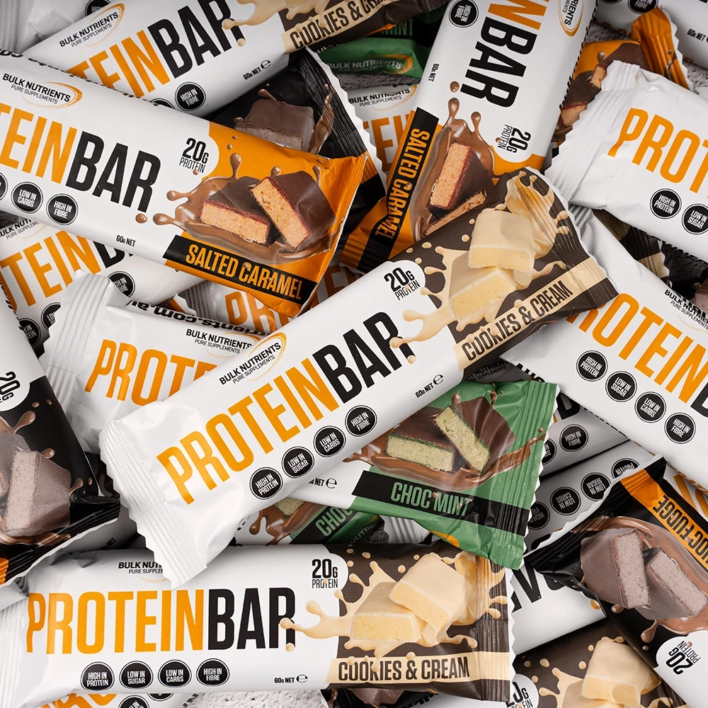 Bulk Nutrients Protein Bar Single, four flavours Choc Fudge, Salted Caramel, Cookies & Cream and Choc Mint