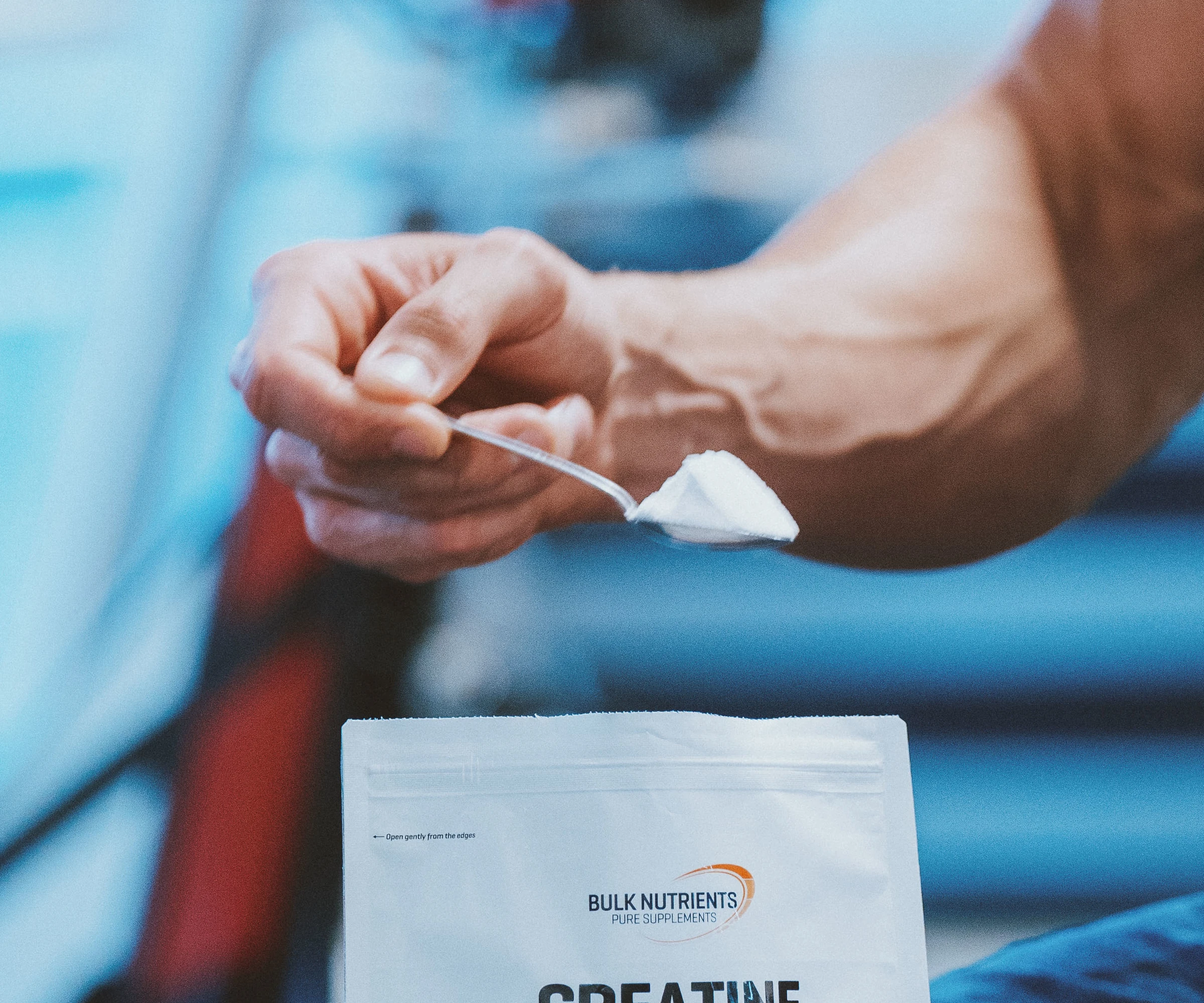 Powder being removed from the bag