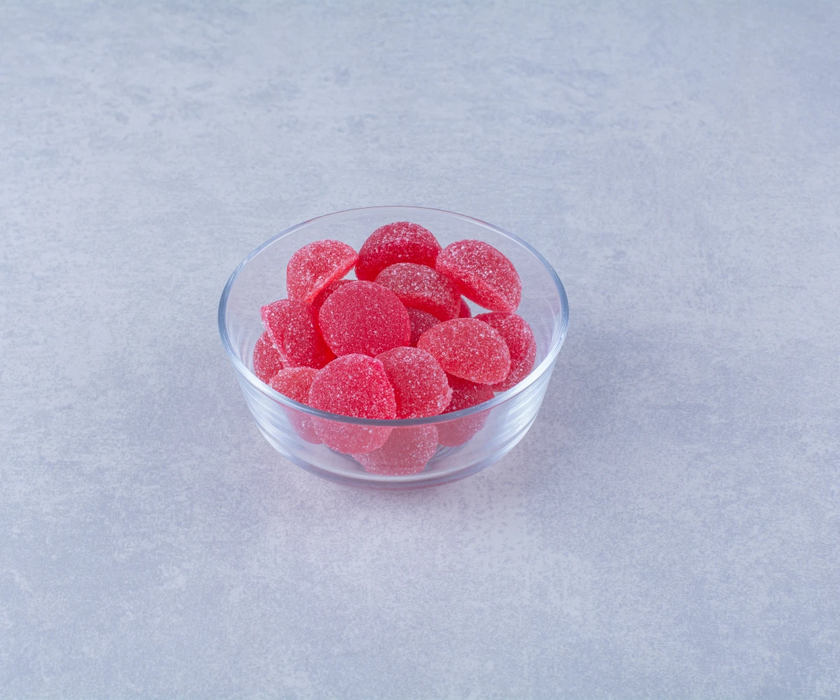 Gummies in a glass jar