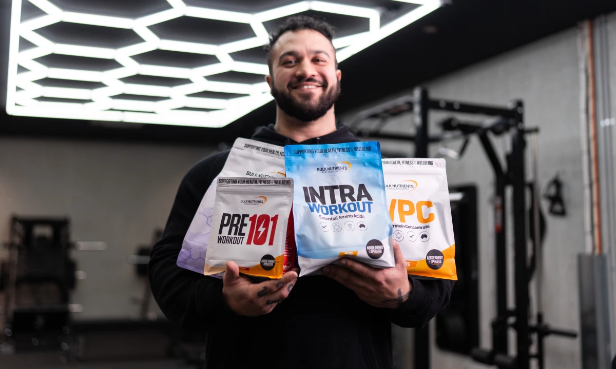 Bulk Nutrients' ambassador with products