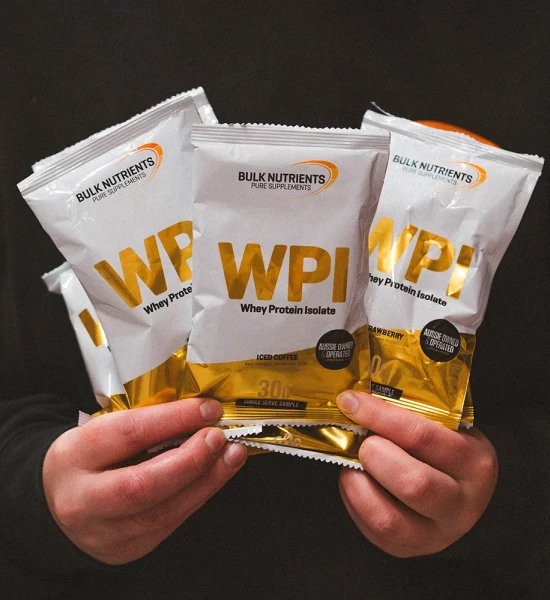Bulk Nutrients' Whey Protein Isolate Sample Pack are perfect for when you're travelling