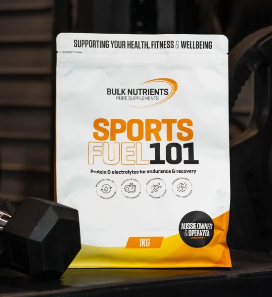 Bulk Nutrients' SportsFuel 101 blend of carbs protein free form amino acids and electrolytes to assist with energy hydration reducing muscle soreness and sustaining energy levels