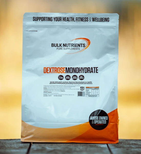 Bulk Nutrients' Dextrose Monohydrate is ideal taken post-workout and mixes well with whey for a quick post workout nutrition.