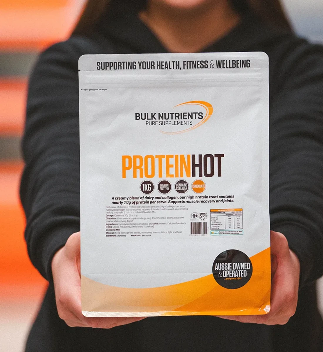 Bulk Nutrients' Protein Hot Bulk Pack is a creamy hot drink mix that offers 20g of protein per serve in Chocolate flavours