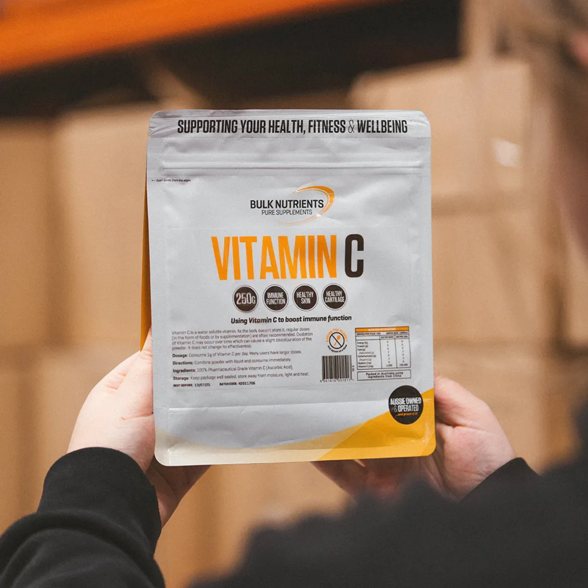 Bulk Nutrients' Vitamin C Powder Ascorbic Acid.