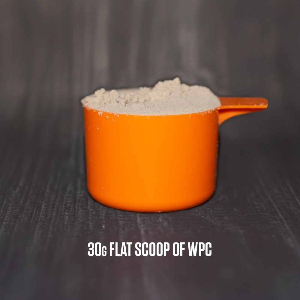 Serving size - 30 grams (approx. 1 flat scoop) of WPC