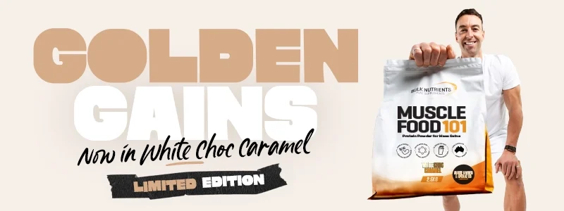 Golden Gains - Muscle Food 101 now in White Choc Caramel - Limited Edition!