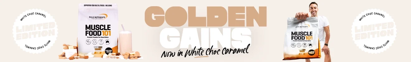 Golden Gains - Muscle Food 101 now in White Choc Caramel - Limited Edition!