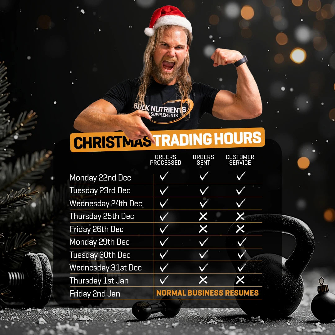 Bulk Nutrients Christmas and New Year trading hours