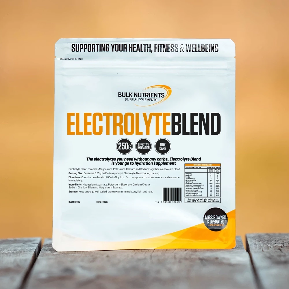 Bulk Nutrients' Electrolyte Blend containing the electrolytes you need with low carbohydrates its the go to rehydrating supplement