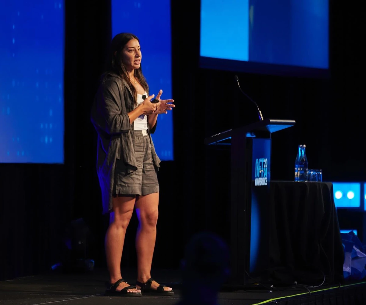 Bulk Nutrients - Ambassador - Sarah Nehme speaking at on stage at BFT convention
