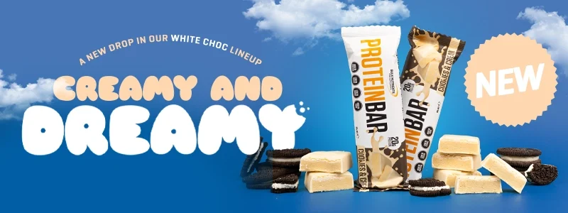 A new drop in our white choc lineup cream and dreamy - Cookies & Cream!