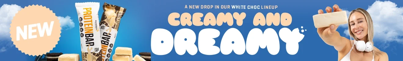 A new drop in our white choc lineup cream and dreamy - Cookies & Cream!
