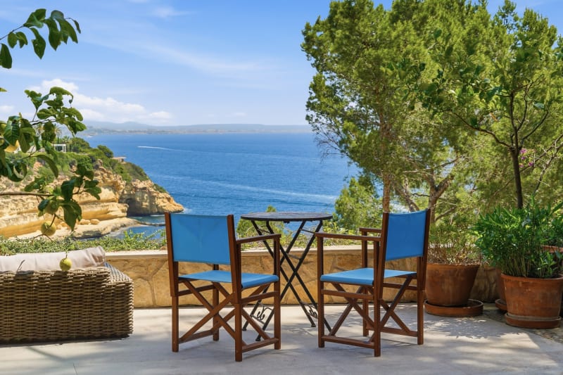 Terrace with sea view, AI-assisted edit