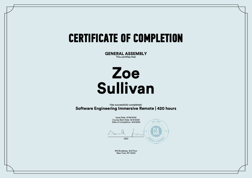 Certification from GeneralAssembly