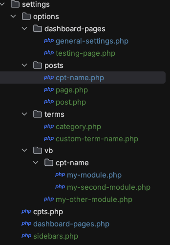 Options Folder Structure Preview