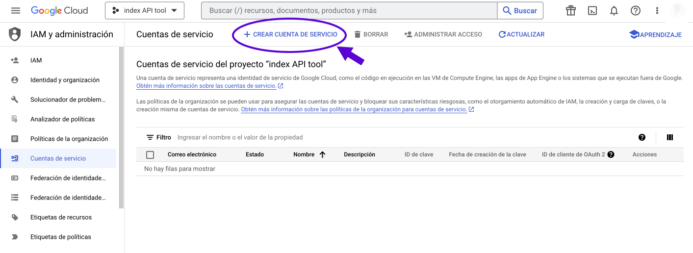 create service account