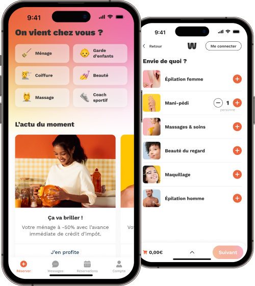 Aperçu de l'application mobile Wecasa