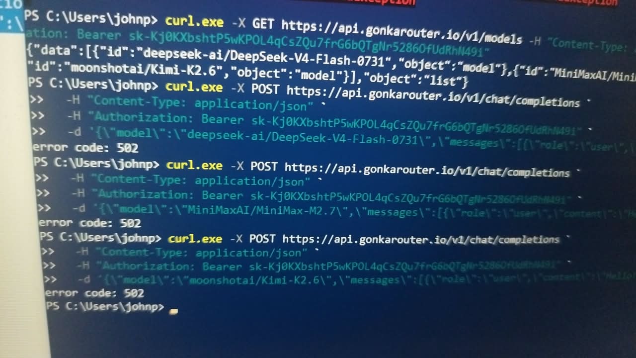 Gonka Router 502 Bad Gateway Error