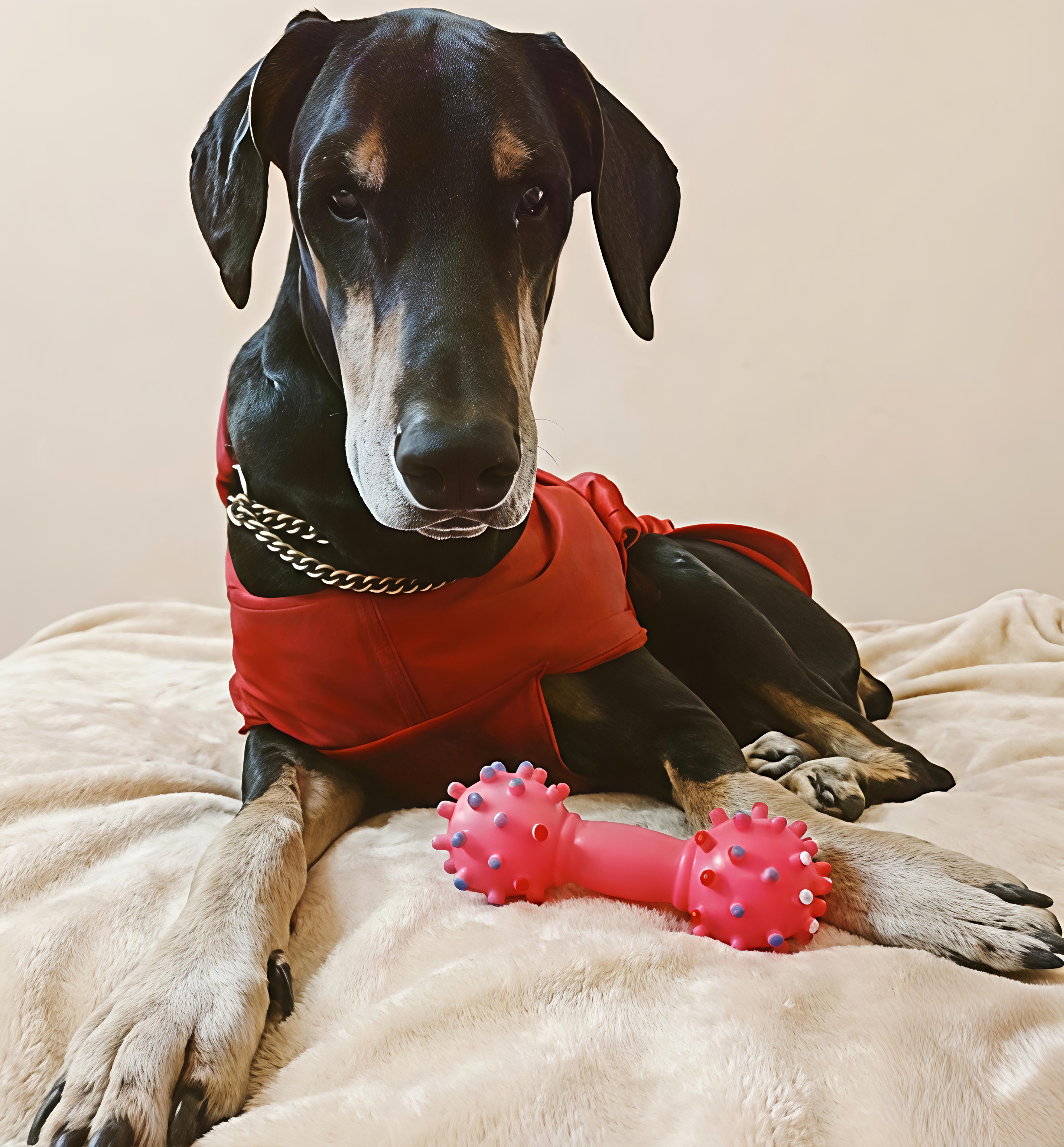 Happy dog looking over surface